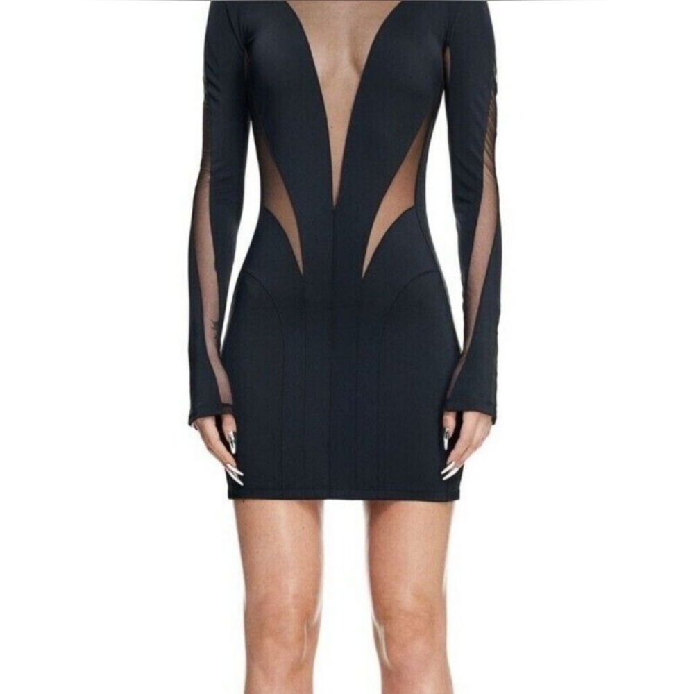 Mugler X H&M Mesh Paneled Mini Dress